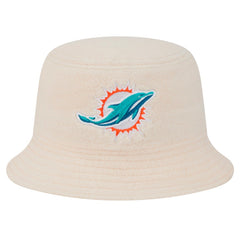 Miami Dolphins New Era Women's Cozy Sherpa Bucket Hat - Cream on sale