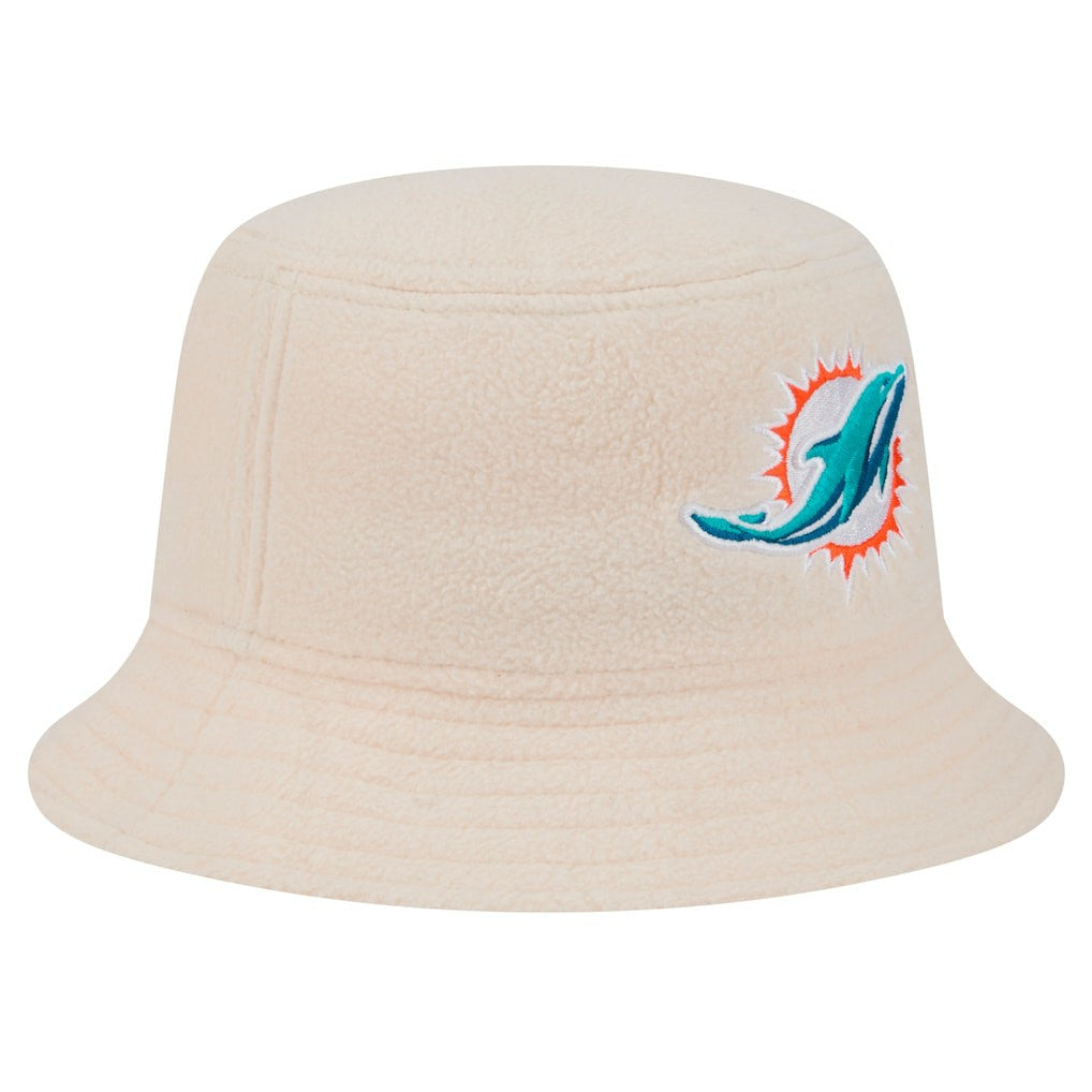 Miami Dolphins New Era Women's Cozy Sherpa Bucket Hat - Cream on sale