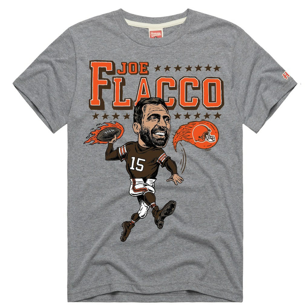 Joe Flacco Cleveland Browns Homage Unisex Caricature Player Tri-Blend T-Shirt - Heathered Gray online