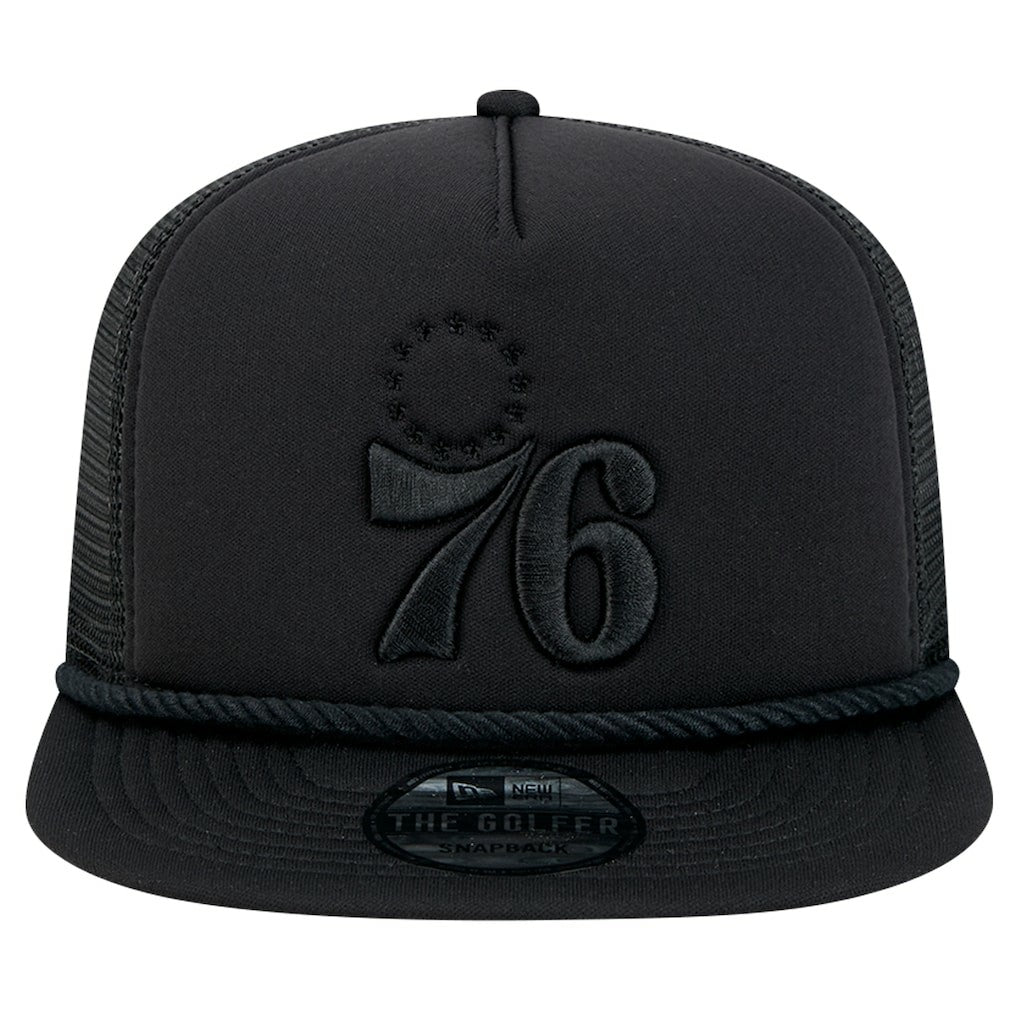 Philadelphia 76ers Tone Foam Meshback Golfer Snapback Hat - Black discount