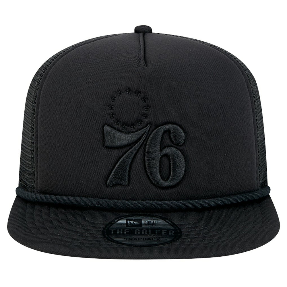 Philadelphia 76ers Tone Foam Meshback Golfer Snapback Hat - Black discount