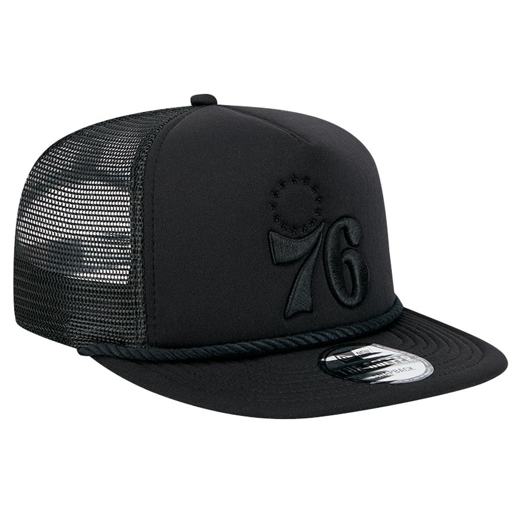 Philadelphia 76ers Tone Foam Meshback Golfer Snapback Hat - Black discount