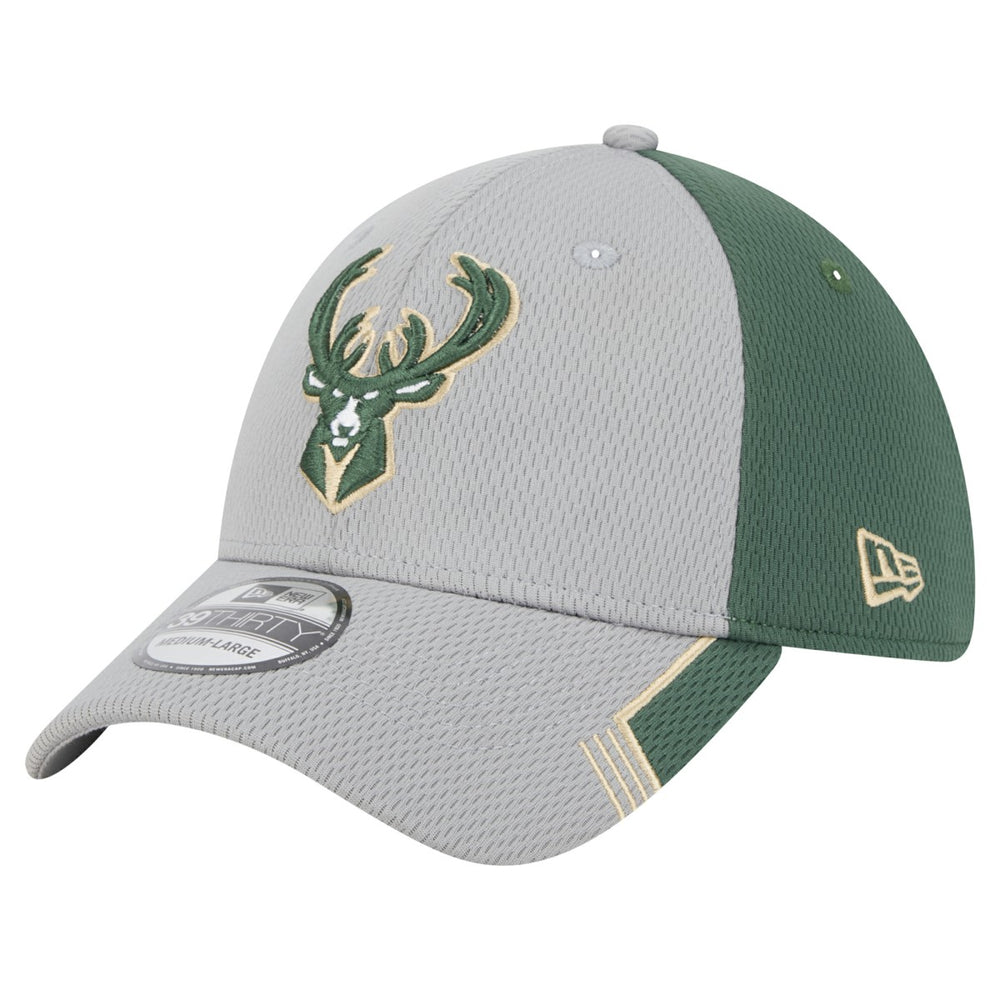 Milwaukee Bucks Active Trim 39THIRTY Flex Hat - Gray/Hunter Green for sale