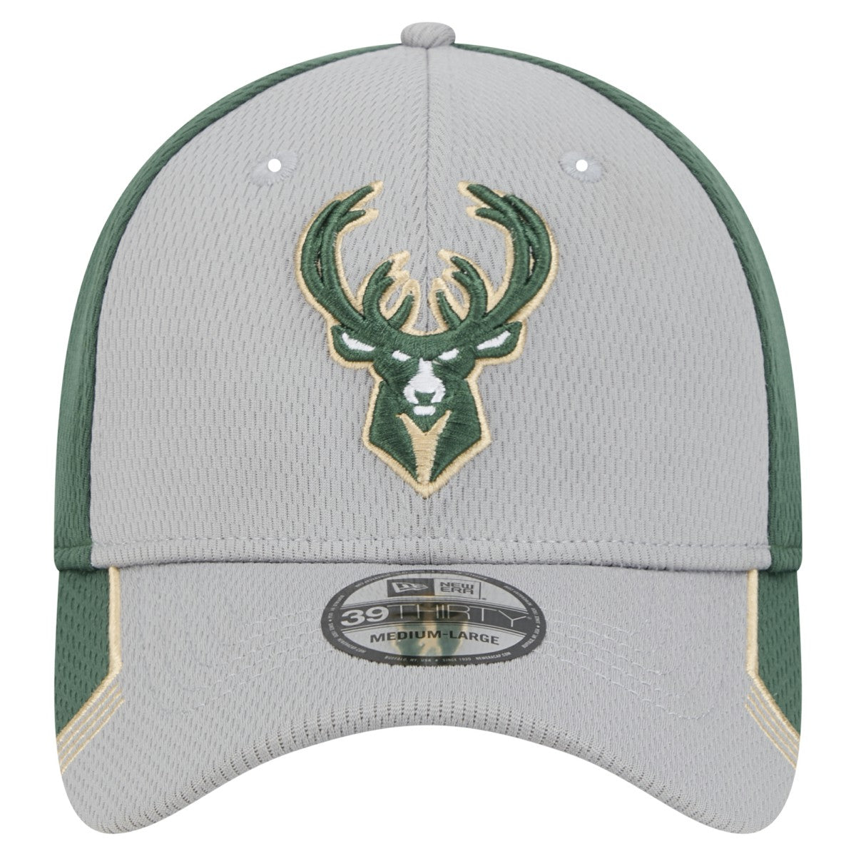 Milwaukee Bucks Active Trim 39THIRTY Flex Hat - Gray/Hunter Green for sale