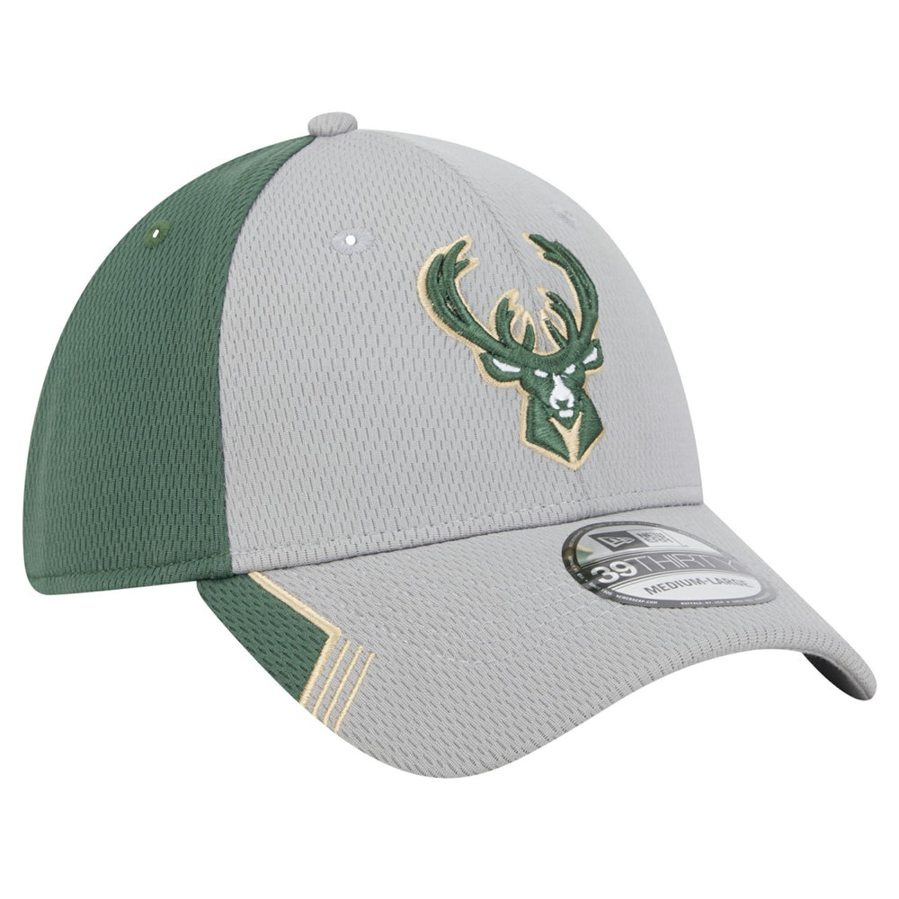 Milwaukee Bucks Active Trim 39THIRTY Flex Hat - Gray/Hunter Green for sale