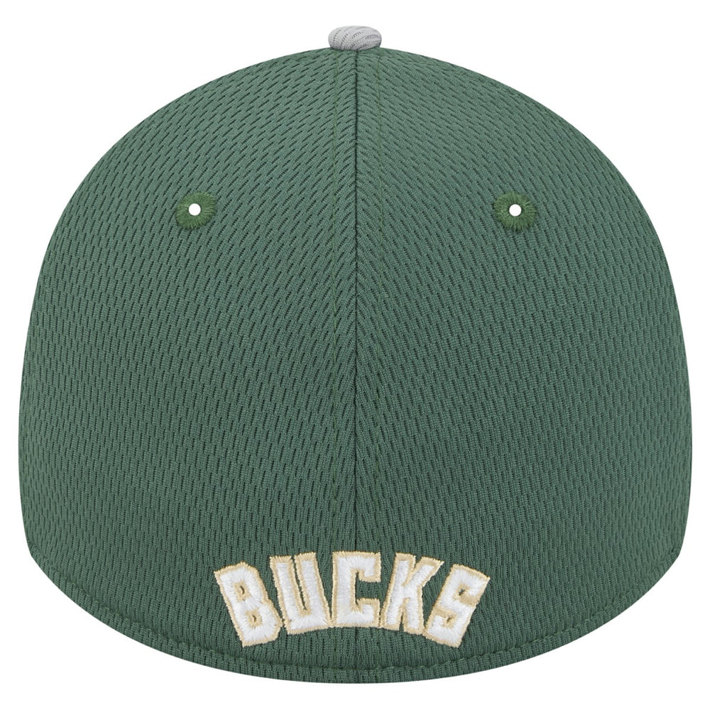 Milwaukee Bucks Active Trim 39THIRTY Flex Hat - Gray/Hunter Green for sale