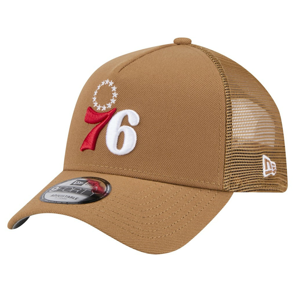 Philadelphia 76ers 9FORTY A-Frame Trucker Adjustable Hat - Tan cheap