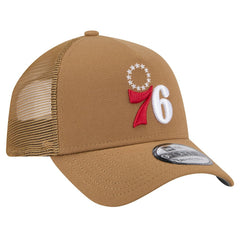 Philadelphia 76ers 9FORTY A-Frame Trucker Adjustable Hat - Tan cheap