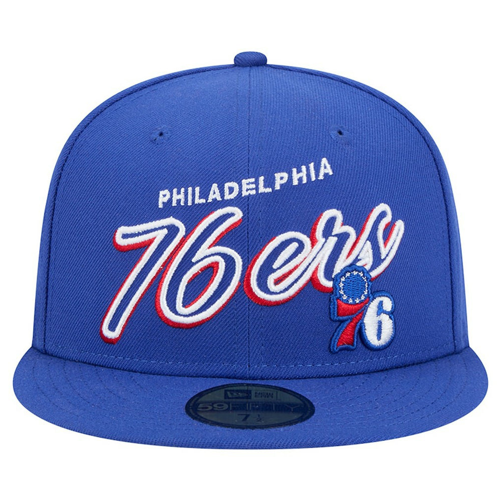 Philadelphia 76ers Sport Night Script Sided 59FIFTY Fitted Hat - Royal sale