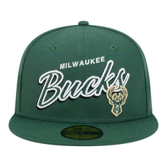 Milwaukee Bucks Sport Night Script Sided 59FIFTY Fitted Hat - Hunter Green discount