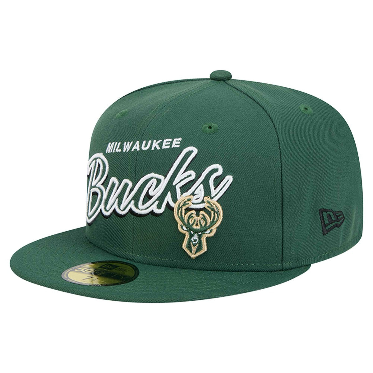 Milwaukee Bucks Sport Night Script Sided 59FIFTY Fitted Hat - Hunter Green discount