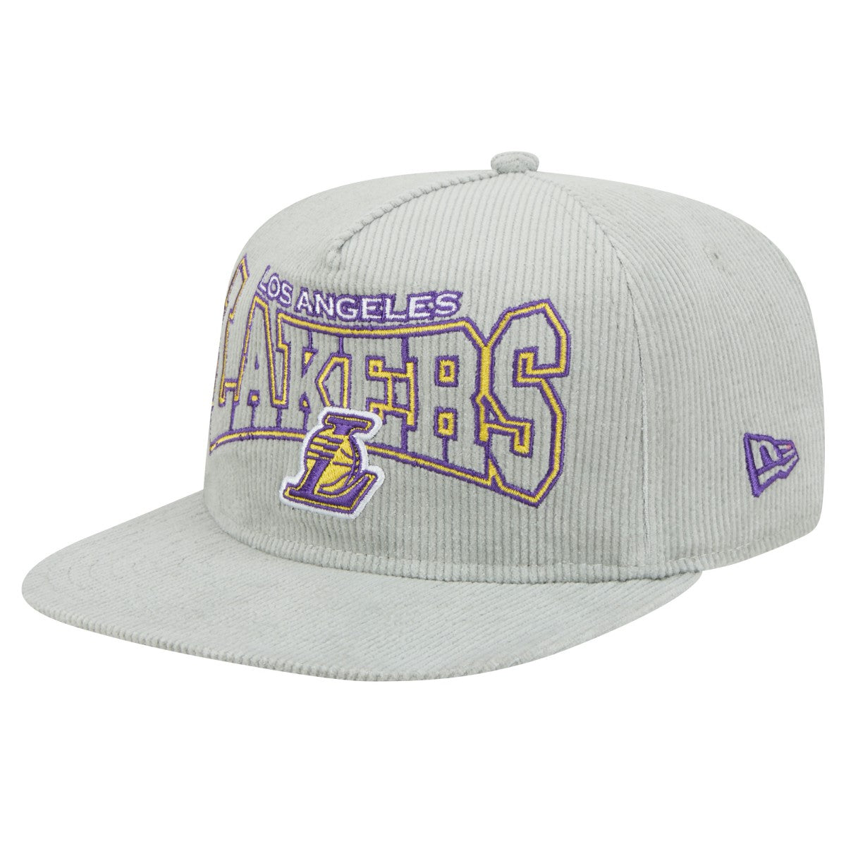 Los Angeles Lakers Throwback Corduroy Golfer Snapback Hat - Gray online