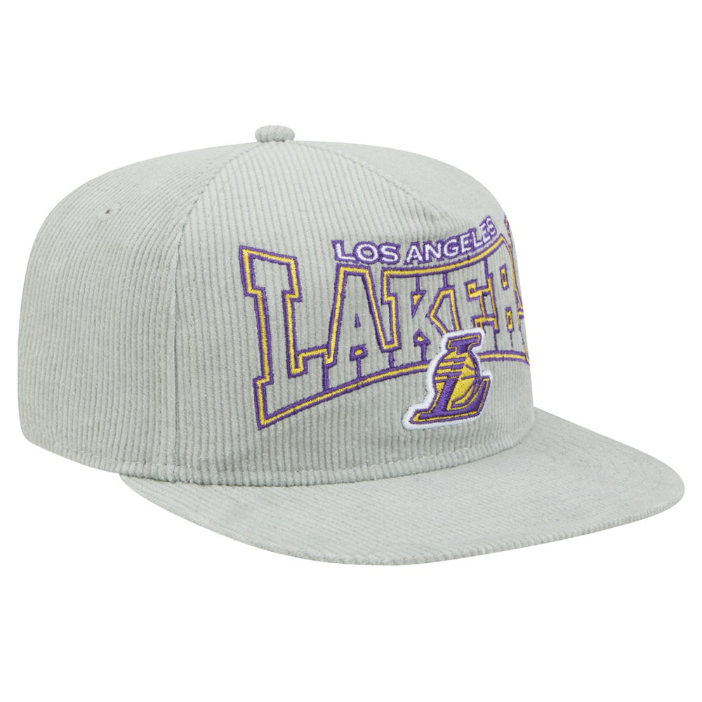 Los Angeles Lakers Throwback Corduroy Golfer Snapback Hat - Gray online