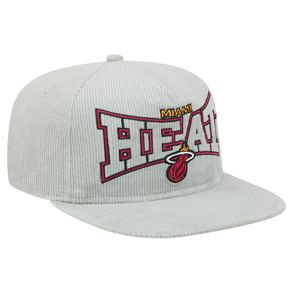 Miami Heat Throwback Corduroy Golfer Snapback Hat - Gray cheap