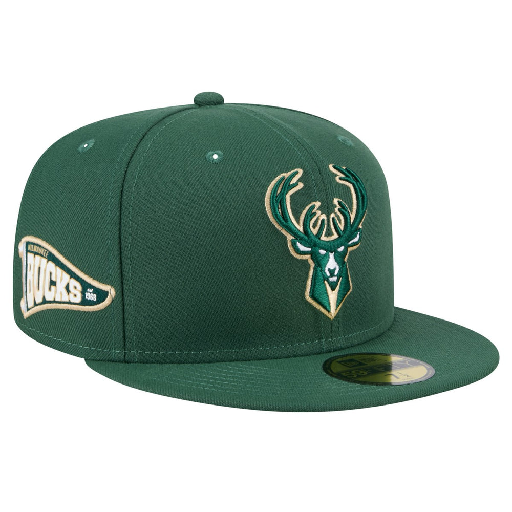 Milwaukee Bucks Throwback Pennant 59FIFTY Fitted Hat - Hunter Green shop