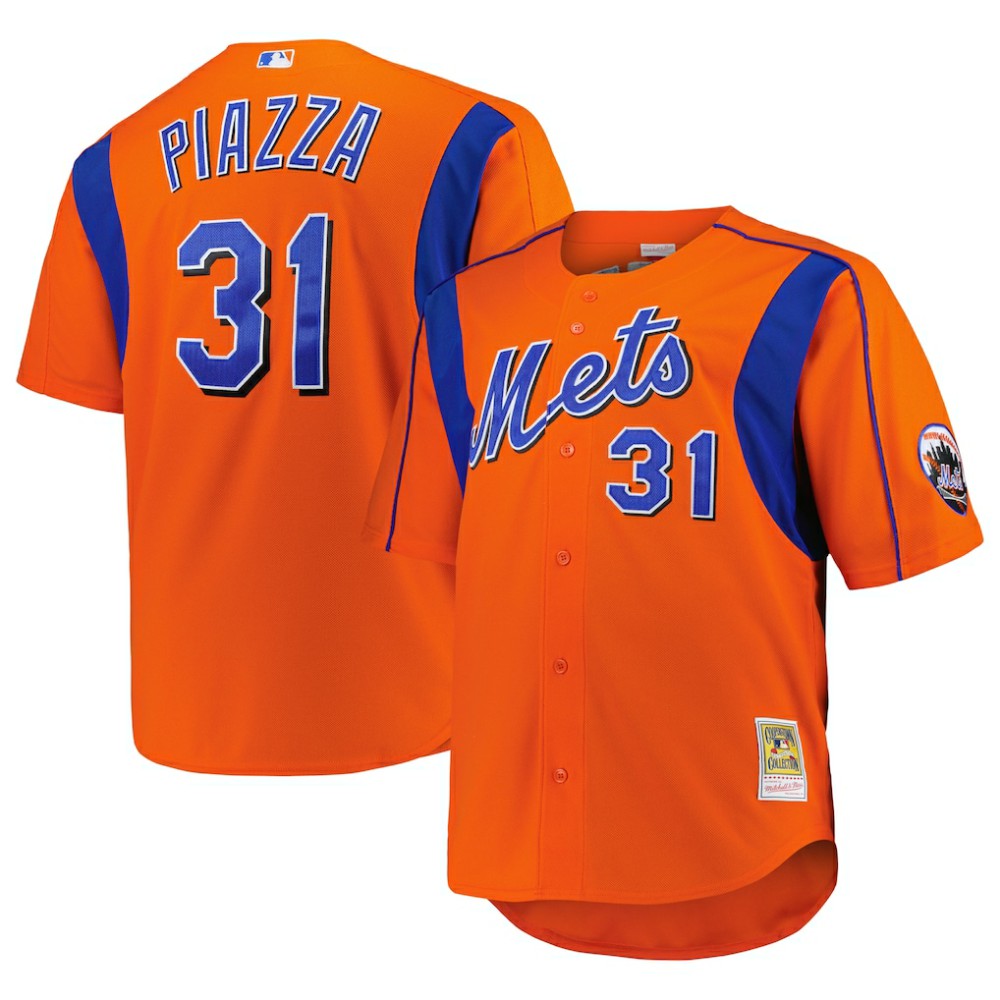 Mike Piazza New York Mets Big & Tall Cooperstown Mesh Batting Practice Jersey Orange