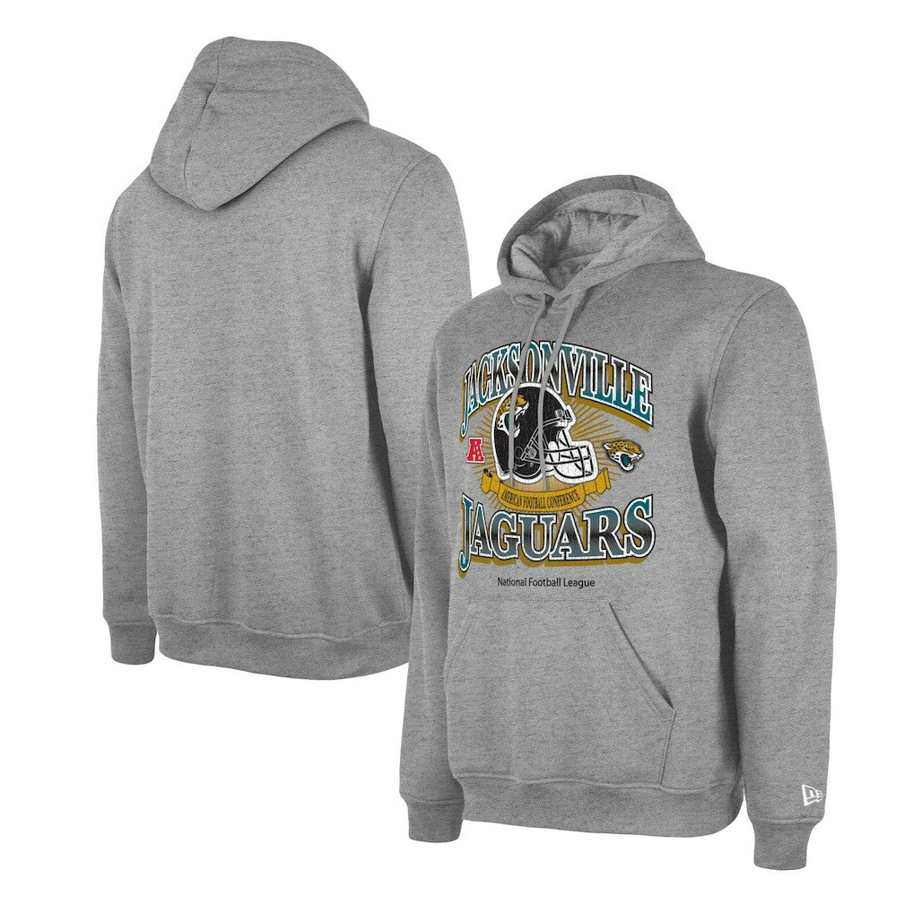 Jacksonville Jaguars New Era Retro Pullover Hoodie - Heather Gray for sale