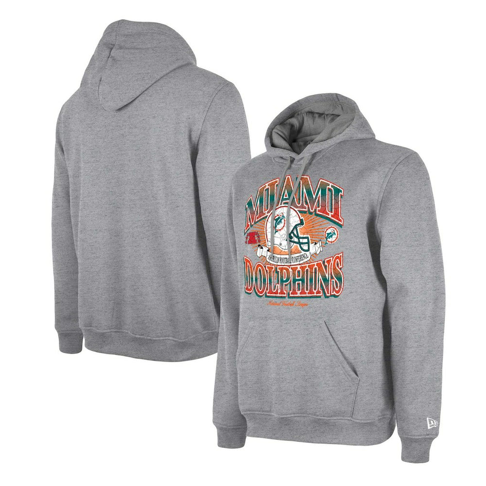 Miami Dolphins New Era Retro Pullover Hoodie - Heather Gray cheap