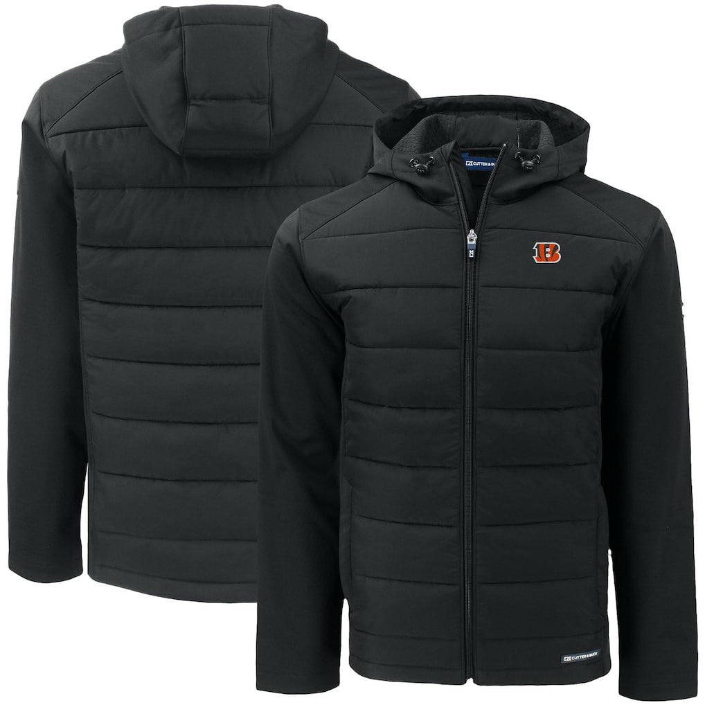 Cincinnati Bengals Cutter & Buck Big & Tall Evoke Hybrid Eco Softshell Recycled Full-Zip Hooded Jacket - Black online