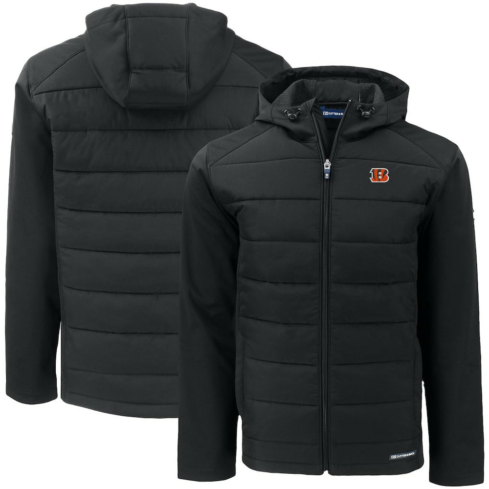 Cincinnati Bengals Cutter & Buck Big & Tall Evoke Hybrid Eco Softshell Recycled Full-Zip Hooded Jacket - Black online
