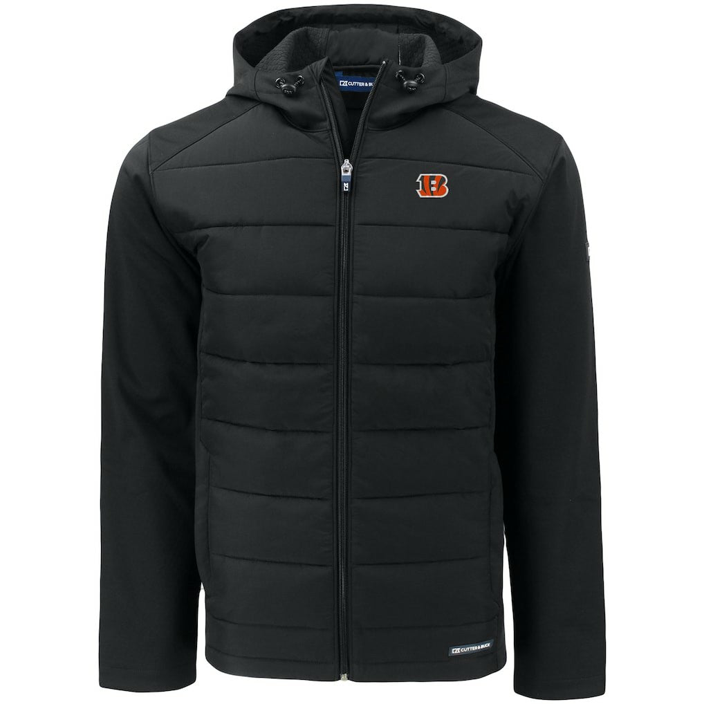 Cincinnati Bengals Cutter & Buck Big & Tall Evoke Hybrid Eco Softshell Recycled Full-Zip Hooded Jacket - Black online