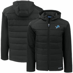 Detroit Lions Cutter & Buck Big & Tall Evoke Hybrid Eco Softshell Recycled Full-Zip Hooded Jacket - Black on sale