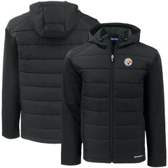 Pittsburgh Steelers Cutter & Buck Big & Tall Evoke Hybrid Eco Softshell Recycled Full-Zip Hooded Jacket - Black cheap