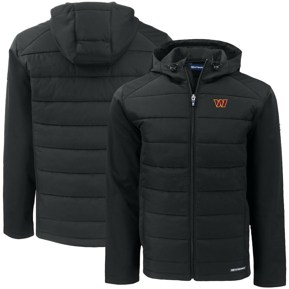 Washington Commanders Cutter & Buck Big & Tall Evoke Hybrid Eco Softshell Recycled Full-Zip Hooded Jacket - Black on sale