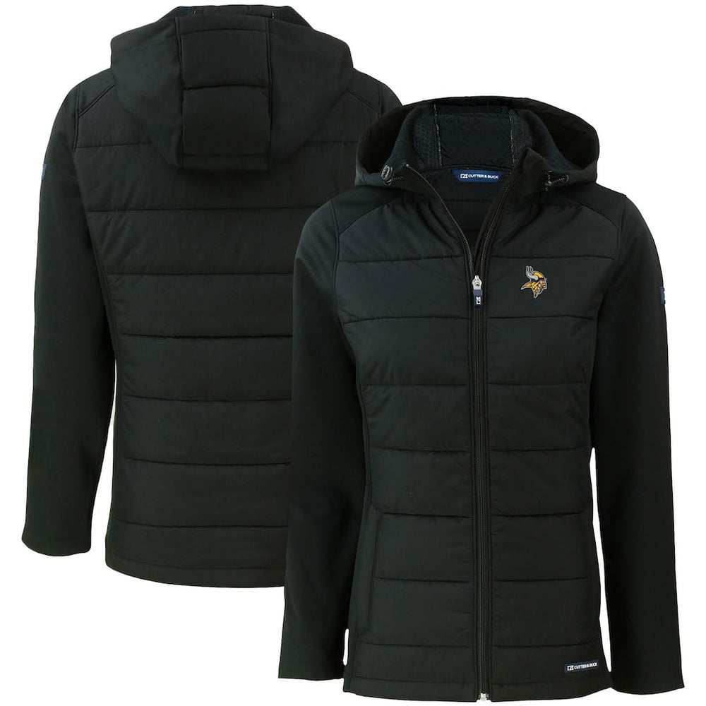 Minnesota Vikings Cutter & Buck Women's Evoke PrimaLoft Hybrid Eco Softshell Recycled Full-Zip Hooded Jacket - Black discount
