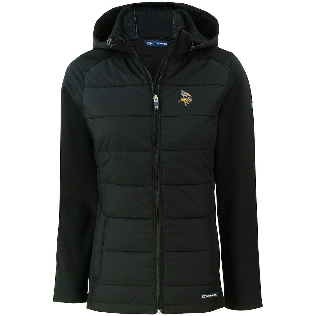 Minnesota Vikings Cutter & Buck Women's Evoke PrimaLoft Hybrid Eco Softshell Recycled Full-Zip Hooded Jacket - Black discount