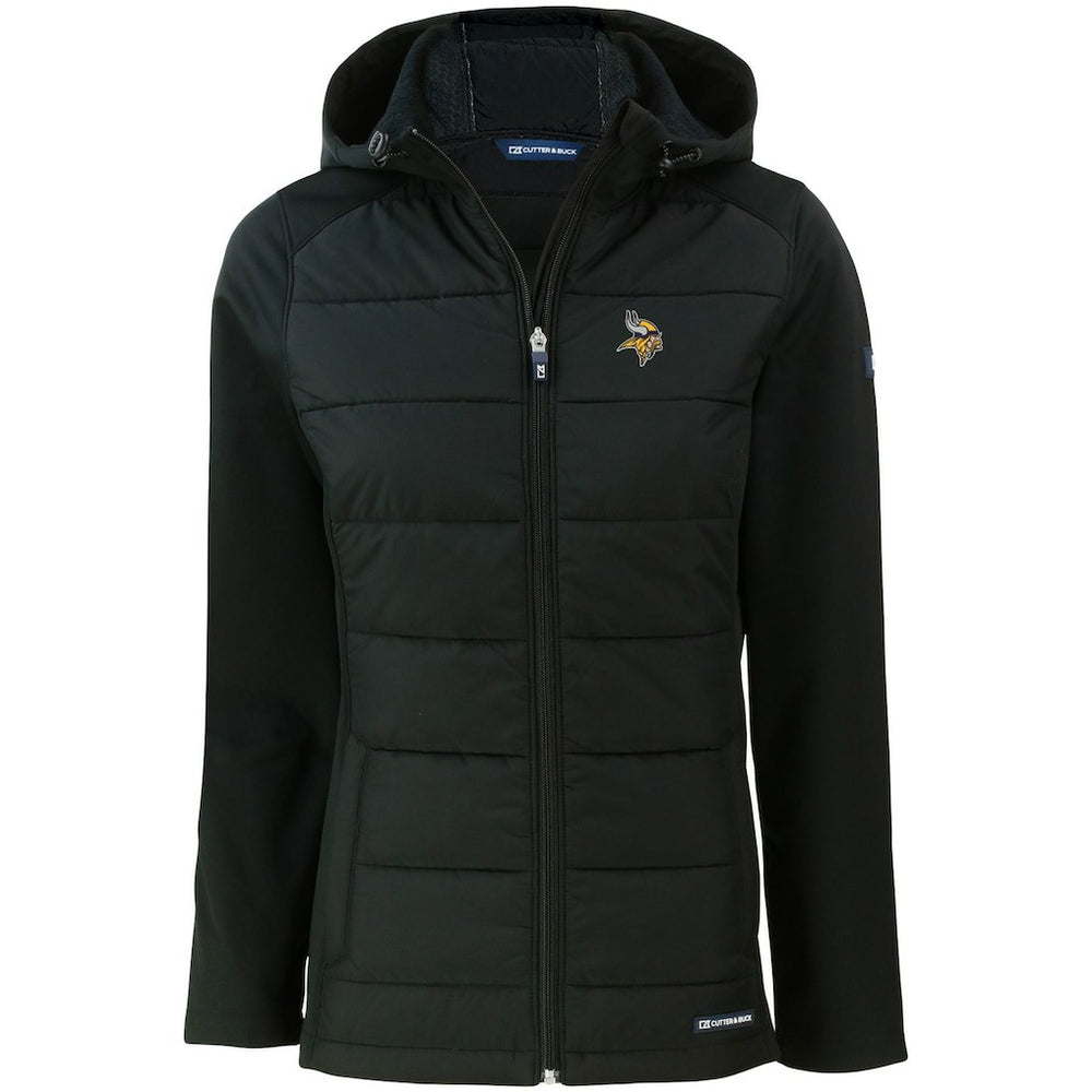 Minnesota Vikings Cutter & Buck Women's Evoke PrimaLoft Hybrid Eco Softshell Recycled Full-Zip Hooded Jacket - Black discount