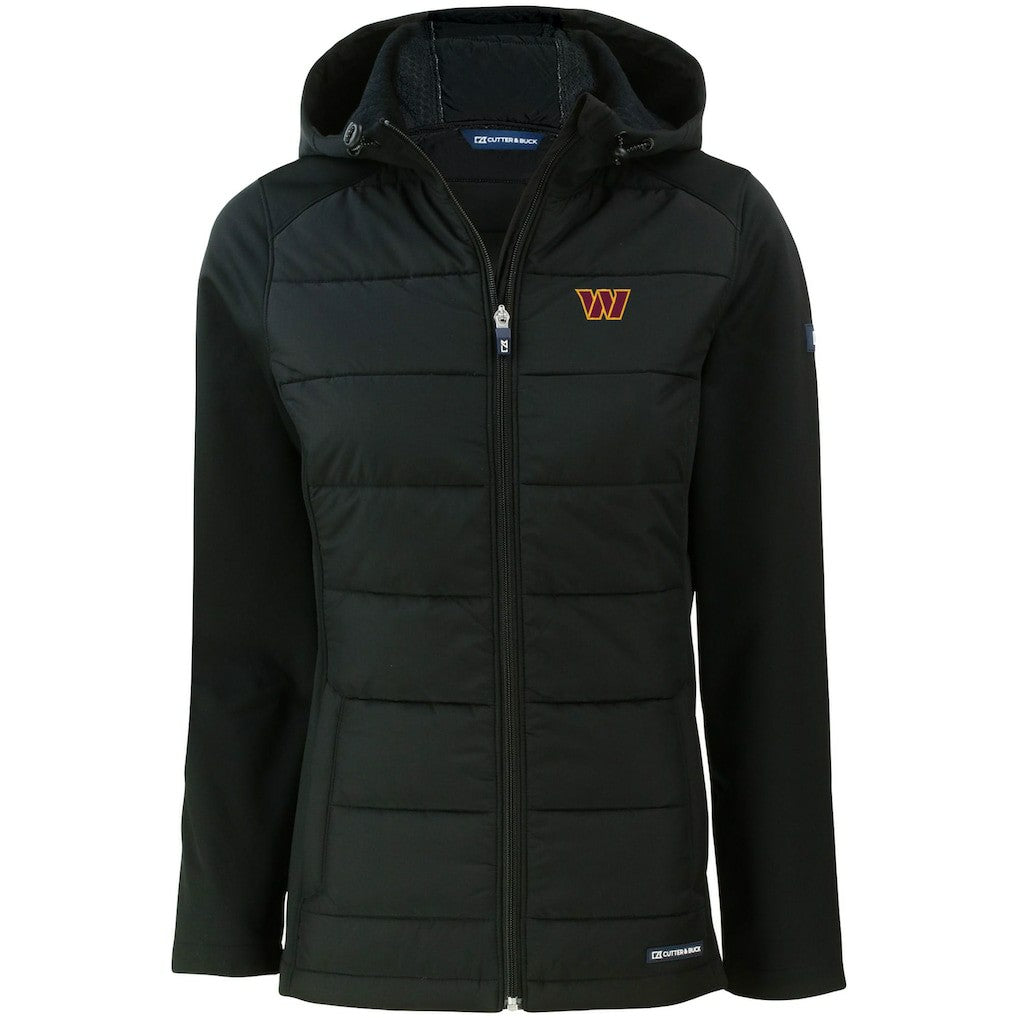 Washington Commanders Cutter & Buck Women's Evoke PrimaLoft Hybrid Eco Softshell Recycled Full-Zip Hooded Jacket - Black discount