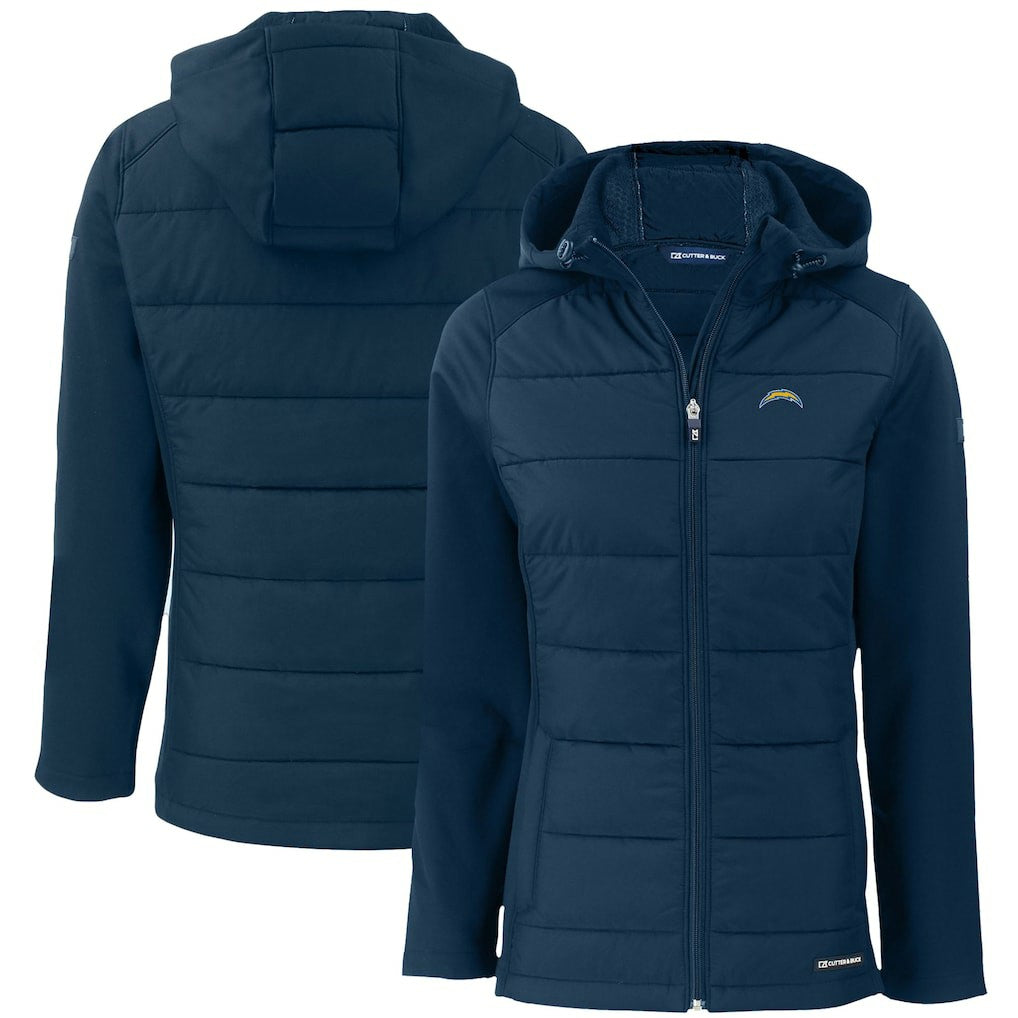 Los Angeles Chargers Cutter & Buck Women's Evoke PrimaLoft Hybrid Eco Softshell Recycled Full-Zip Hooded Jacket - Navy online