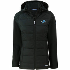 Detroit Lions Cutter & Buck Women's Evoke PrimaLoft Hybrid Eco Softshell Recycled Full-Zip Hooded Jacket - Black cheap