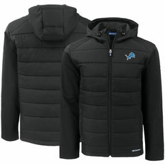 Detroit Lions Cutter & Buck Evoke PrimaLoft Hybrid Eco Softshell Recycled Full-Zip Hooded Jacket - Black for sale