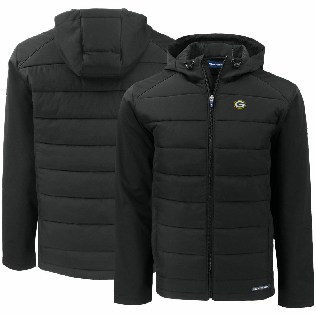 Green Bay Packers Cutter & Buck Evoke PrimaLoft Hybrid Eco Softshell Recycled Full-Zip Hooded Jacket - Black online