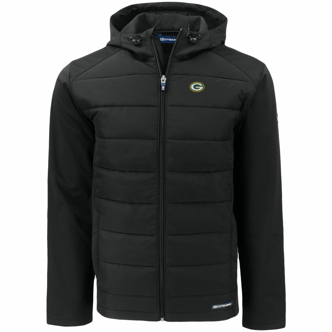 Green Bay Packers Cutter & Buck Evoke PrimaLoft Hybrid Eco Softshell Recycled Full-Zip Hooded Jacket - Black online