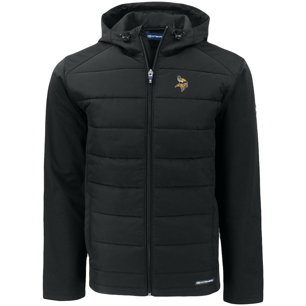 Minnesota Vikings Cutter & Buck Evoke PrimaLoft Hybrid Eco Softshell Recycled Full-Zip Hooded Jacket - Black on sale