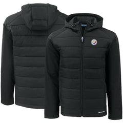 Pittsburgh Steelers Cutter & Buck Evoke PrimaLoft Hybrid Eco Softshell Recycled Full-Zip Hooded Jacket - Black outlet