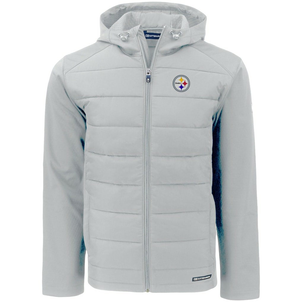 Pittsburgh Steelers Cutter & Buck Evoke PrimaLoft Hybrid Eco Softshell Recycled Full-Zip Hooded Jacket - Gray online