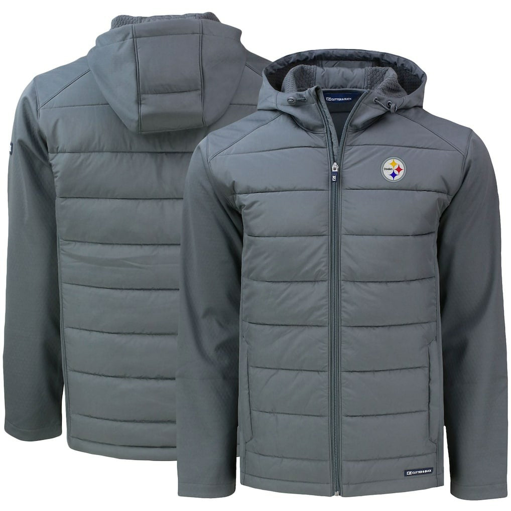 Pittsburgh Steelers Cutter & Buck Evoke PrimaLoft Hybrid Eco Softshell Recycled Full-Zip Hooded Jacket - Gray on sale
