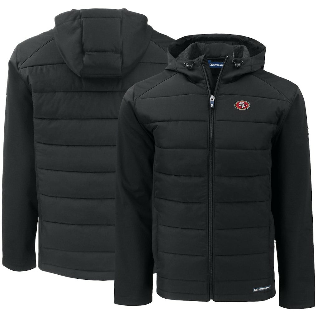 San Francisco 49ers Cutter & Buck Evoke PrimaLoft Hybrid Eco Softshell Recycled Full-Zip Hooded Jacket - Black sale