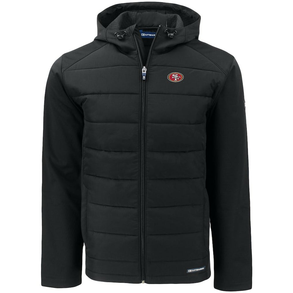 San Francisco 49ers Cutter & Buck Evoke PrimaLoft Hybrid Eco Softshell Recycled Full-Zip Hooded Jacket - Black sale
