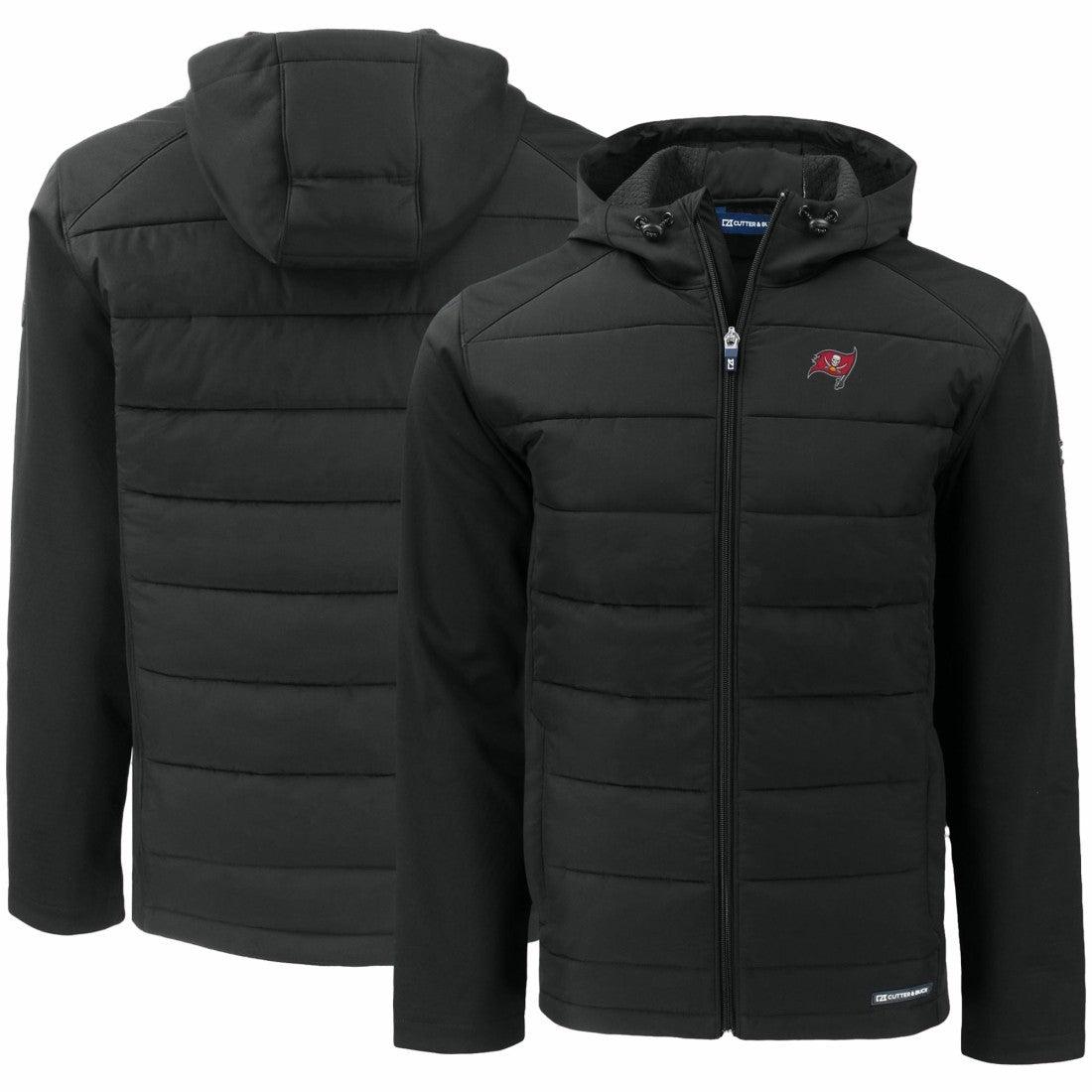 Tampa Bay Buccaneers Cutter & Buck Evoke PrimaLoft Hybrid Eco Softshell Recycled Full-Zip Hooded Jacket - Black discount