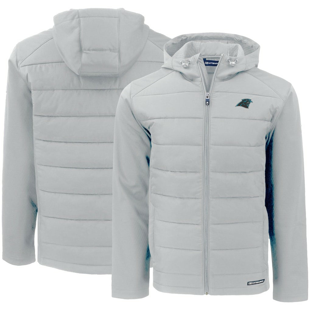 Carolina Panthers Cutter & Buck Evoke PrimaLoft Hybrid Eco Softshell Recycled Full-Zip Hooded Jacket - Gray discount