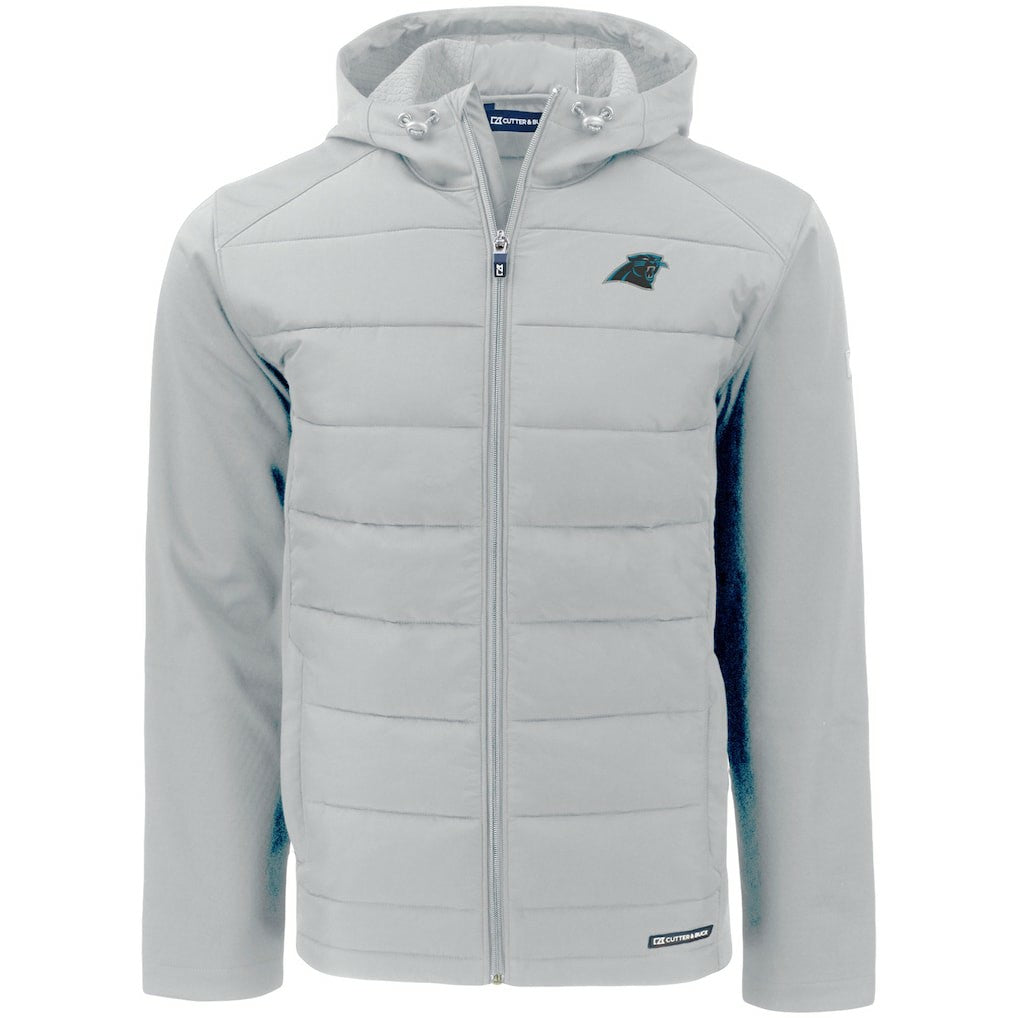 Carolina Panthers Cutter & Buck Evoke PrimaLoft Hybrid Eco Softshell Recycled Full-Zip Hooded Jacket - Gray discount