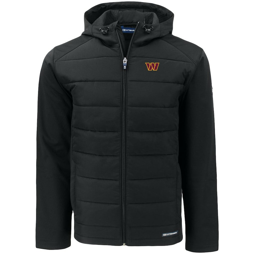 Washington Commanders Cutter & Buck Evoke PrimaLoft Hybrid Eco Softshell Recycled Full-Zip Hooded Jacket - Black sale