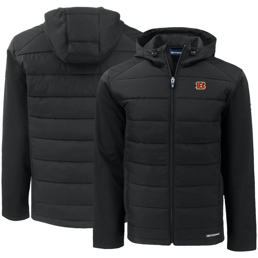 Cincinnati Bengals Cutter & Buck Evoke PrimaLoft Hybrid Eco Softshell Recycled Full-Zip Hooded Jacket - Black cheap