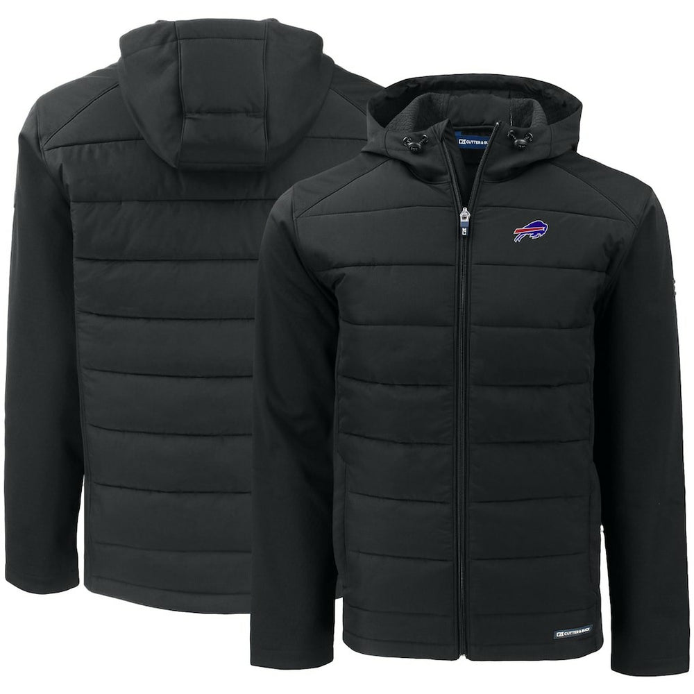 Buffalo Bills Cutter & Buck Evoke PrimaLoft Hybrid Eco Softshell Recycled Full-Zip Hooded Jacket - Black on sale