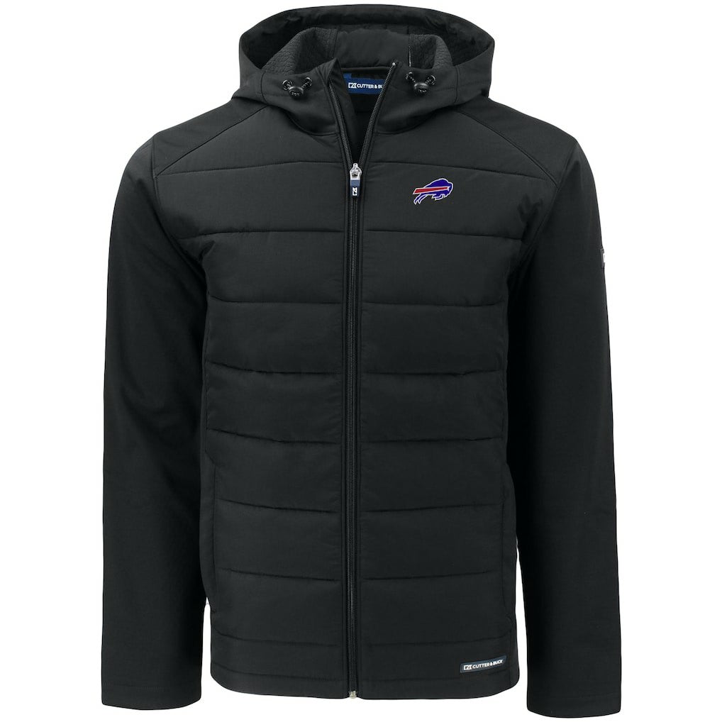 Buffalo Bills Cutter & Buck Evoke PrimaLoft Hybrid Eco Softshell Recycled Full-Zip Hooded Jacket - Black on sale